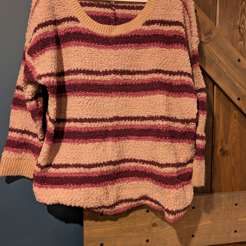 Torrid Pink and Cream Striped Sweater